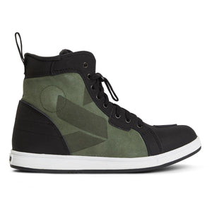 side view of suede strider pro motorbike high top trainers