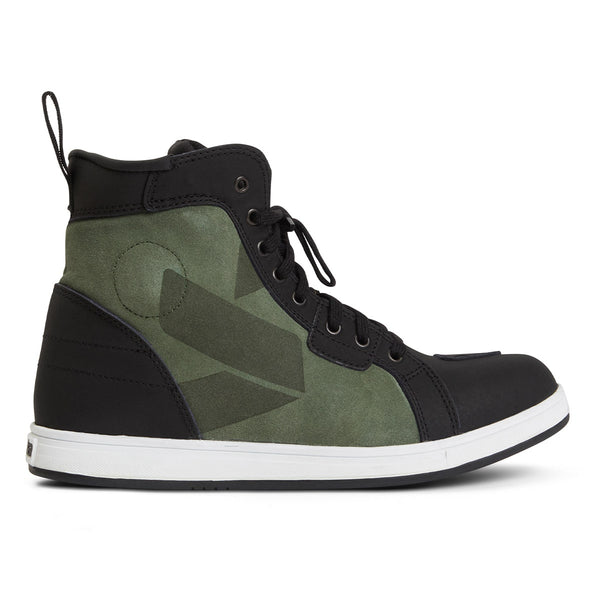 side view of suede strider pro motorbike high top trainers